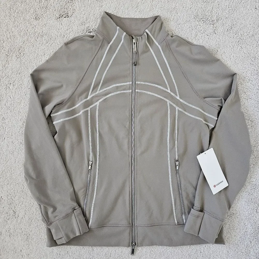 NWT Lululemon | Define Track Jacket Athleisure Luon Warm Ash Grey/White Women 14 - Picture 5 of 13